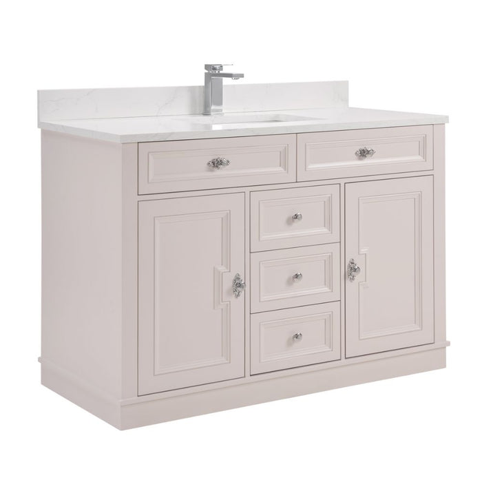 48" White Solid Wood Single Sink Vanity Viveka with Undermount Basin & Soft-Close Drawers