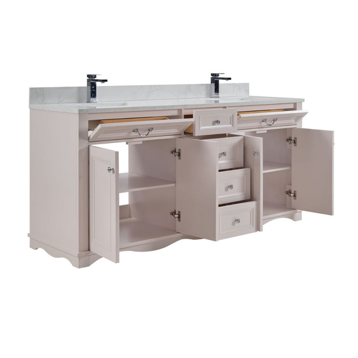 Iria 72" White Solid Wood Double Sink Vanity with Artificial Stone Top