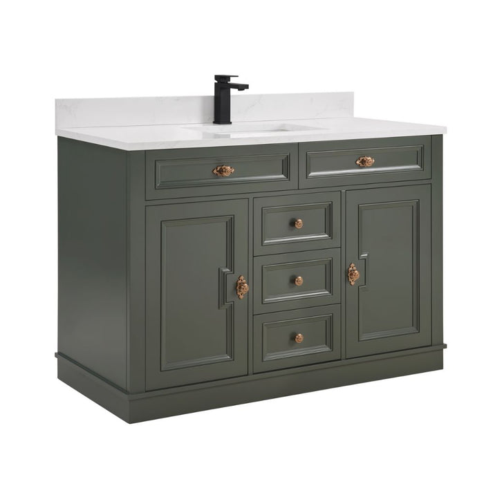 48" Jonesy Pewter Green Single Sink Wood Vanity - Undermount Basin & Artificial Stone Top