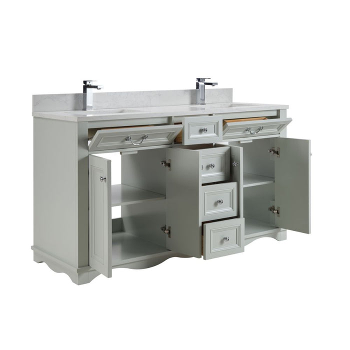 Eline 60" Silver Strand Finish Bathroom Vanity - Solid Wood Single Sink with Undermounted Basin
