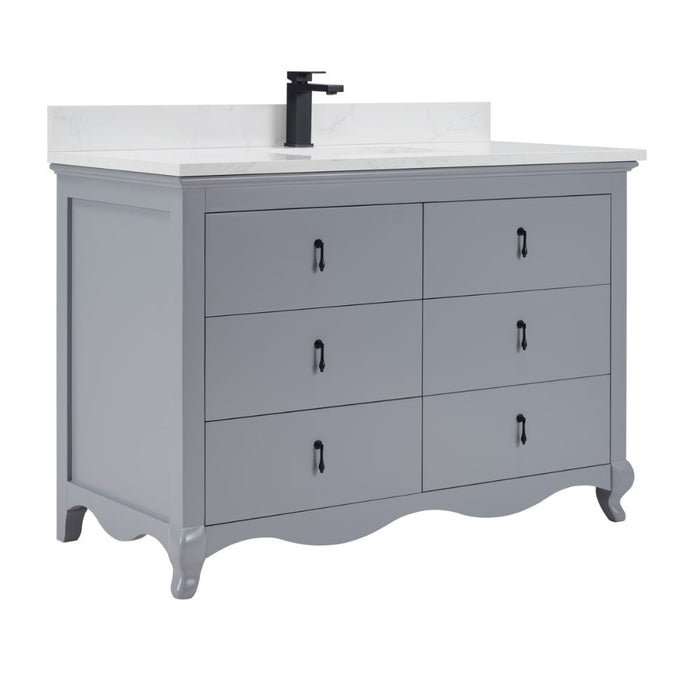 Kristy 48" Cadet Solid Wood Single Sink Vanity with Soft Close Drawers & Stone Top