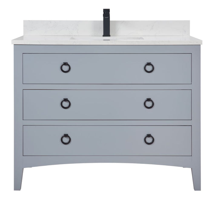 42" Lancashire Cadet Solid Wood Bathroom Vanity with Artificial Stone Top & Soft-Close Drawers