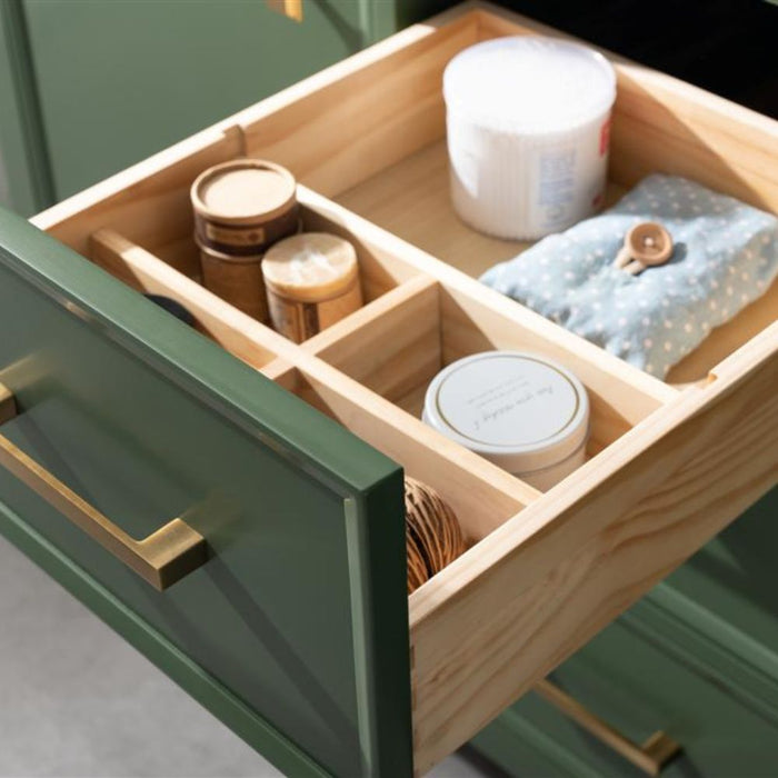 Monte 54" Green Wood Double Vanity Cabinet - With White Carrara Marble Top