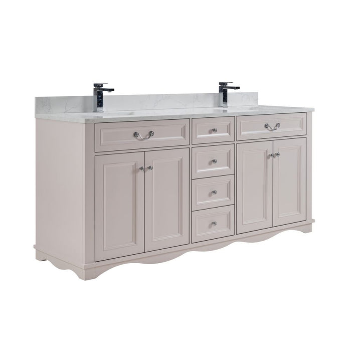 Iria 72" White Solid Wood Double Sink Vanity with Artificial Stone Top