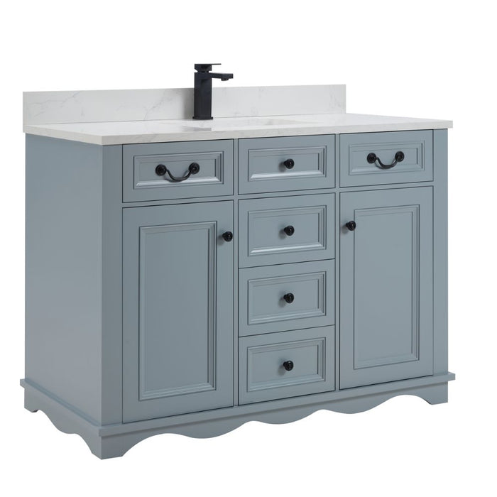 Tamblin 48" Cadet Solid Wood Single Sink Vanity with Artificial Stone Countertop - Modern Bathroom Storage