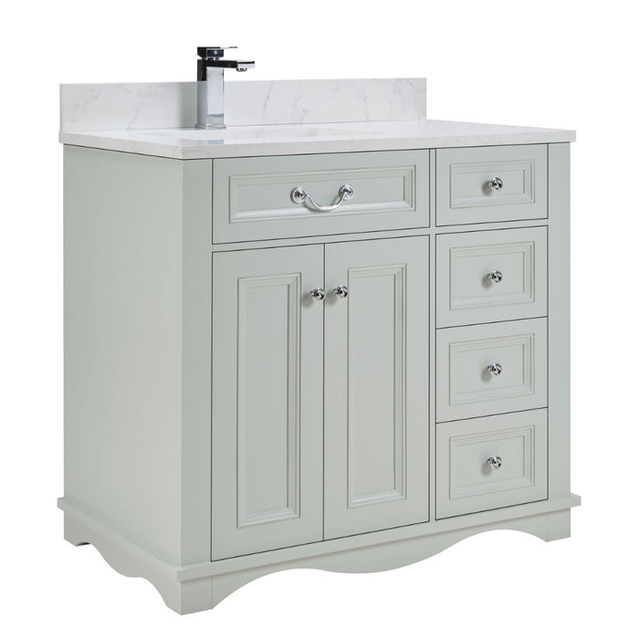Selby 36" Silver Strand Bathroom Vanity - Solid Wood with Artificial Stone Top & Soft Close Drawers