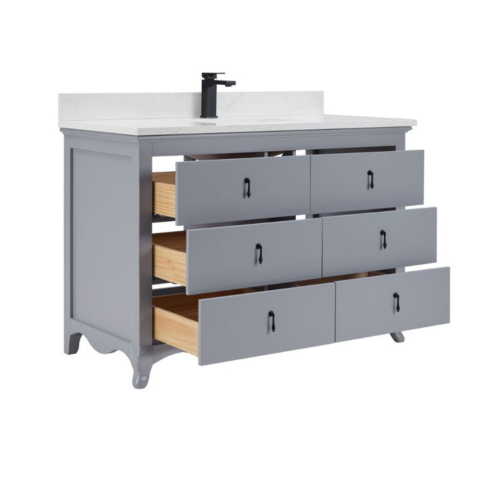 Kristy 48" Cadet Solid Wood Single Sink Vanity with Soft Close Drawers & Stone Top