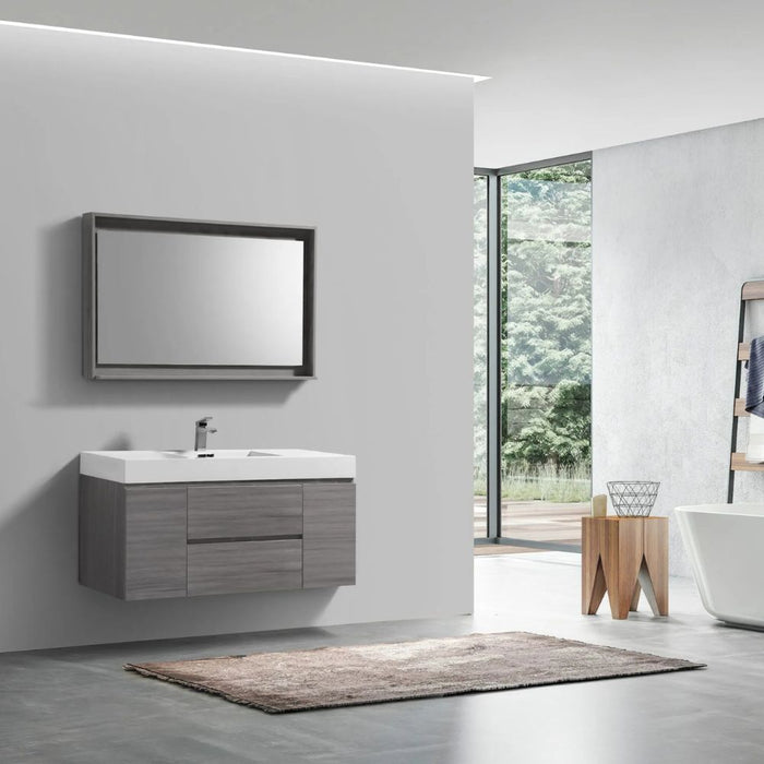 Bliss 48" Vulcan Ash Grey Wall Mount Modern Bathroom Vanity