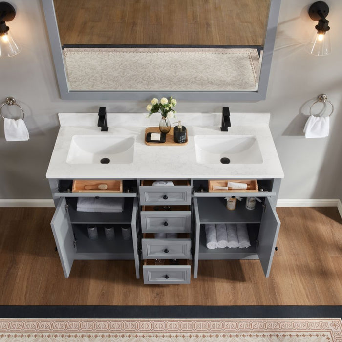 60" Nadeen Freestanding Single Sink Bathroom Vanity - Solid Wood Frame with Artificial Stone Top