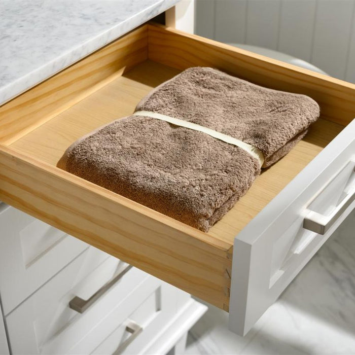Lisen 60" Bathroom Vanity – White Cabinet with Marble Countertop