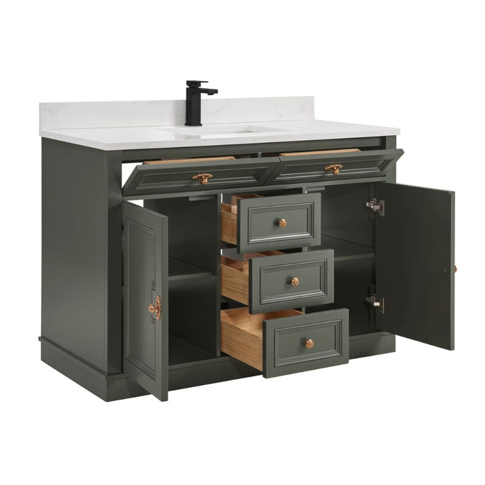 48" Jonesy Pewter Green Single Sink Wood Vanity - Undermount Basin & Artificial Stone Top