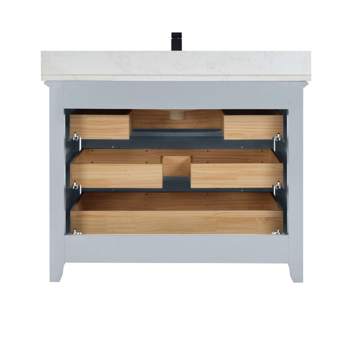 Chavanon 42" Dreamy White Bathroom Vanity – Solid Wood with Stone Counter