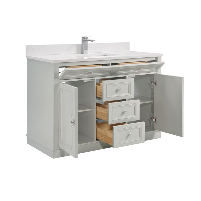 Hildon 48" Silver Strand Wood Bathroom Vanity with Artificial Stone Countertop and Soft Close Storage