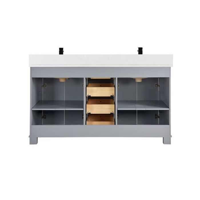 60" Nadeen Freestanding Single Sink Bathroom Vanity - Solid Wood Frame with Artificial Stone Top