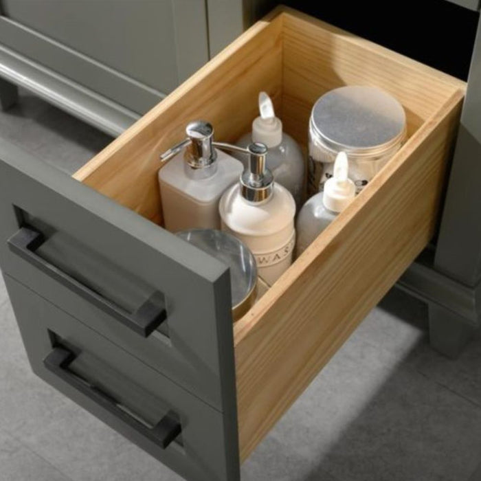 Cato 36" Blue Limestone Top Bathroom Vanity Cabinet - Pewter Green with Drawers & Ceramic Sink
