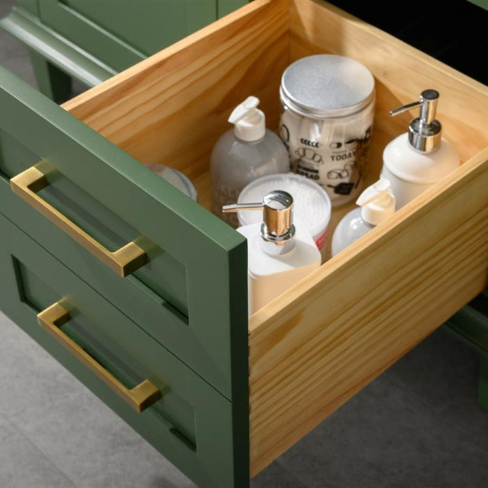 Annabelle 54" Green Wood Double Sink Vanity – Carrara Top, Soft Close Drawers