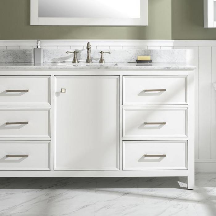Brookfield 60" White Artificial Stone Single Vanity - Contemporary 6-Drawer Undermount Basin