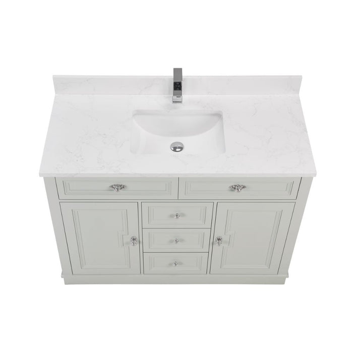 Hildon 48" Silver Strand Wood Bathroom Vanity with Artificial Stone Countertop and Soft Close Storage