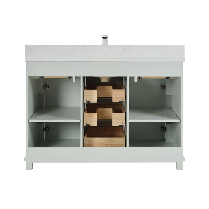 Oreille 48" Silver Strand Finish Bathroom Vanity Set with 1" Stone Countertop & Soft Close Hardware