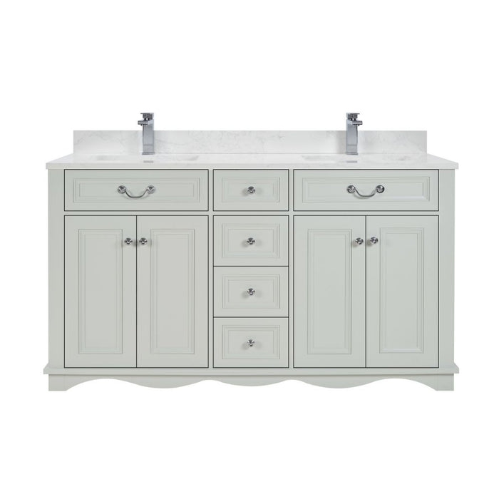 Eline 60" Silver Strand Finish Bathroom Vanity - Solid Wood Single Sink with Undermounted Basin