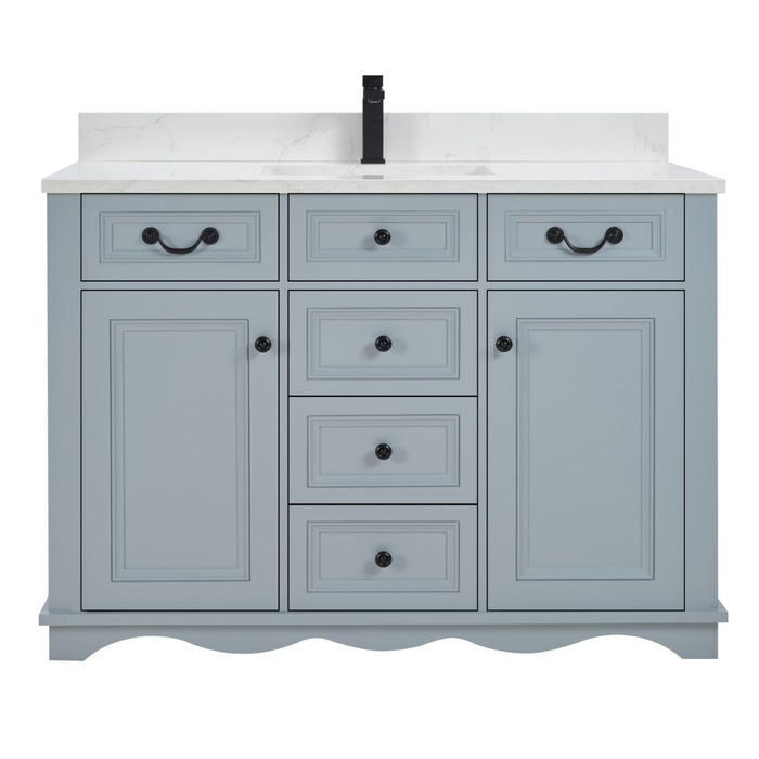 Tamblin 48" Cadet Solid Wood Single Sink Vanity with Artificial Stone Countertop - Modern Bathroom Storage