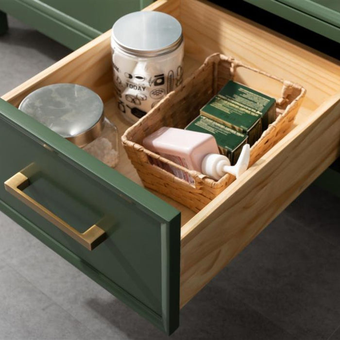Monte 54" Green Wood Double Vanity Cabinet - With White Carrara Marble Top