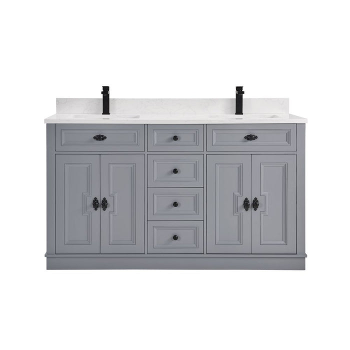 60" Nadeen Freestanding Single Sink Bathroom Vanity - Solid Wood Frame with Artificial Stone Top