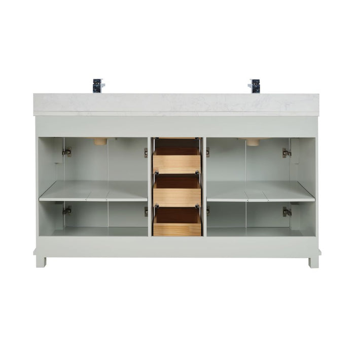 Eline 60" Silver Strand Finish Bathroom Vanity - Solid Wood Single Sink with Undermounted Basin
