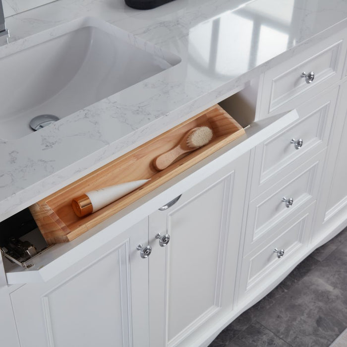 Eliane 72" Classic White Solid Wood Double Sink Bathroom Vanity with 1" Artificial Stone Top & Soft Close Drawers