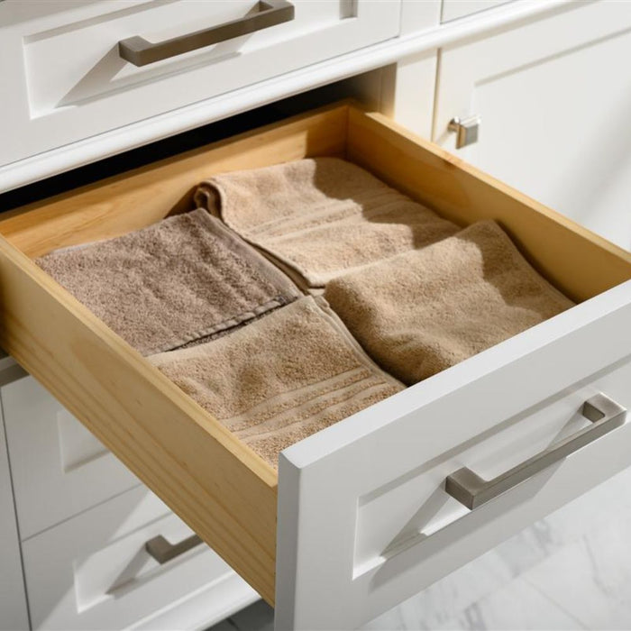 Sandrine 60" White Wood Double Vanity – Carrara Top & Storage Drawers