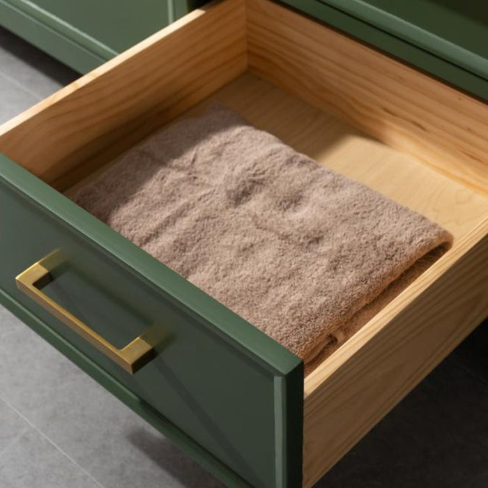 Laurana 60" Green Single Sink Bathroom Vanity Cabinet Carrara Marble Top 6 Drawers