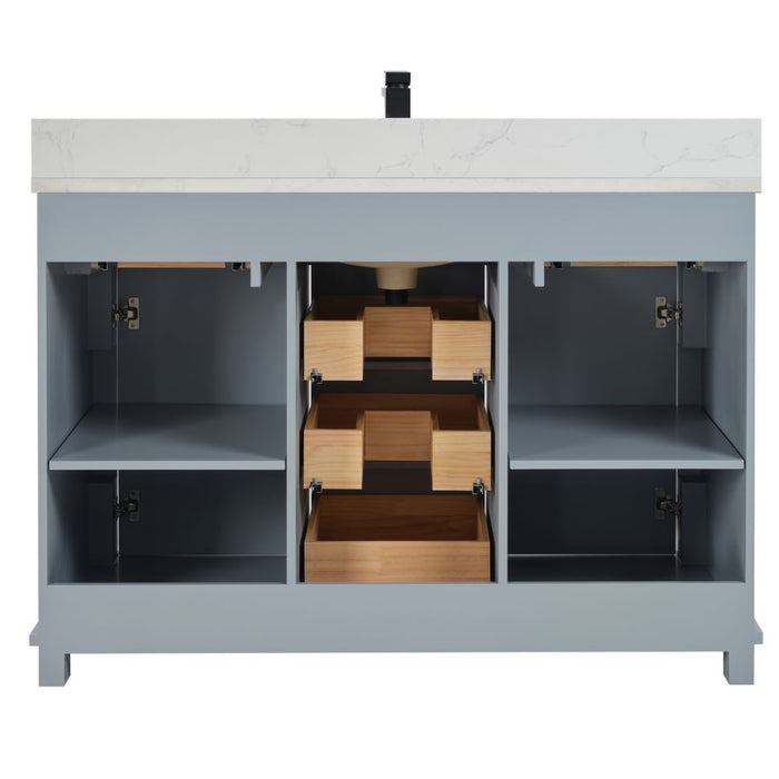 Tamblin 48" Cadet Solid Wood Single Sink Vanity with Artificial Stone Countertop - Modern Bathroom Storage