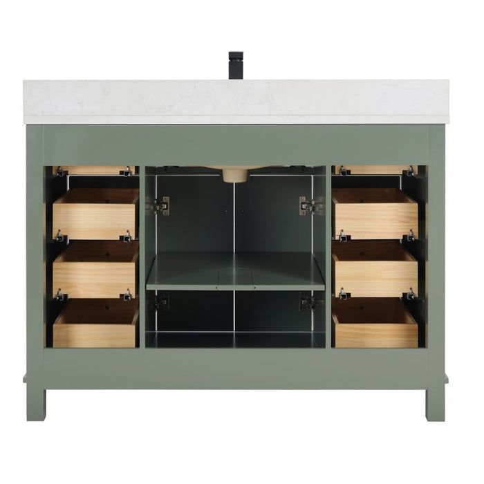 Nikko 48" Pewter Green Solid Wood Sink Vanity with Artificial Stone Countertop