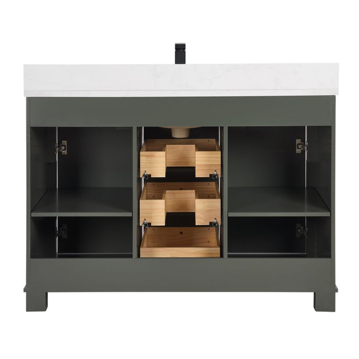 48" Jonesy Pewter Green Single Sink Wood Vanity - Undermount Basin & Artificial Stone Top