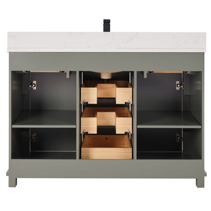 Vivaldi 48" Vivaldi Pewter Green Bathroom Vanity - Solid Wood Construction with 1" Artificial Stone Top & Soft Close Drawers