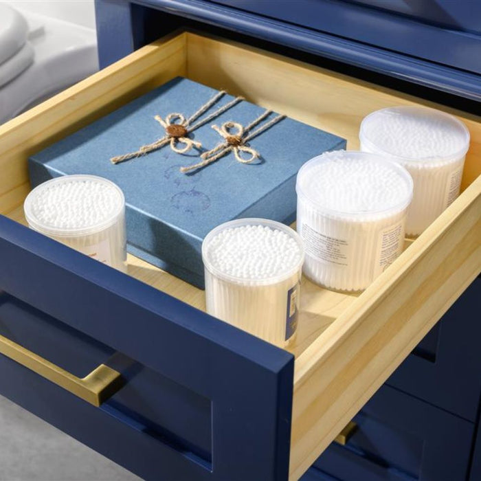Elizabeth 60" Blue Bathroom Vanity – Carrara Top, Single Sink