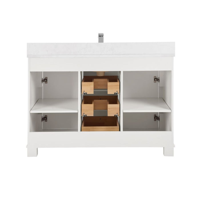 Mistral 48" White Solid Wood Vanity with Artificial Stone Top, Undermount Sink & 5 Dovetail Drawers