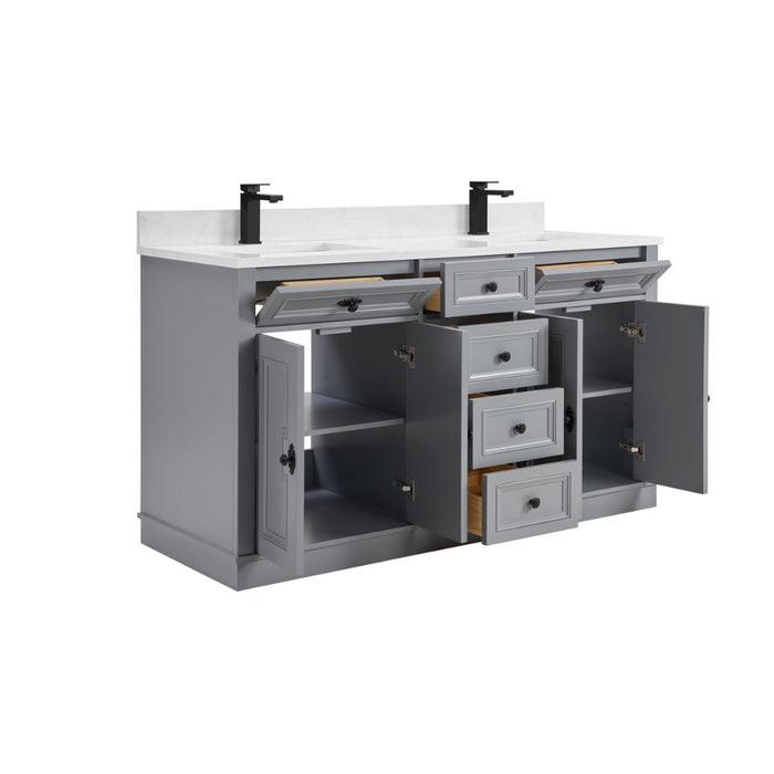 60" Nadeen Freestanding Single Sink Bathroom Vanity - Solid Wood Frame with Artificial Stone Top