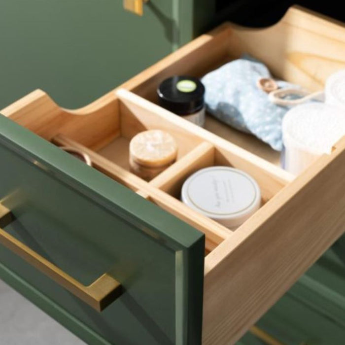 36" Luminescence Green Finish Bathroom Vanity - Carrara Marble Countertop with Ceramic Sink & Soft-Close Drawers