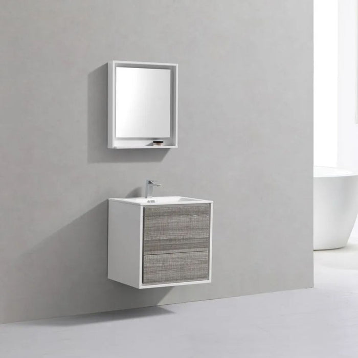 DeLusso 24"  Ash Gray Wall Mount Modern Bathroom Vanity