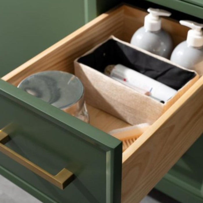 36" Luminescence Green Finish Bathroom Vanity - Carrara Marble Countertop with Ceramic Sink & Soft-Close Drawers