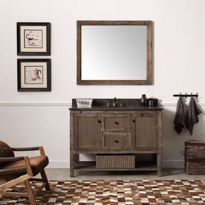 Rochadh 48" Solid Wood 2-Door Bathroom Vanity with Moon Stone Countertop & Ceramic Sink