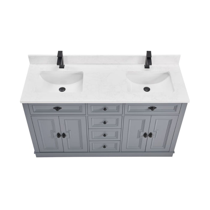 60" Nadeen Freestanding Single Sink Bathroom Vanity - Solid Wood Frame with Artificial Stone Top