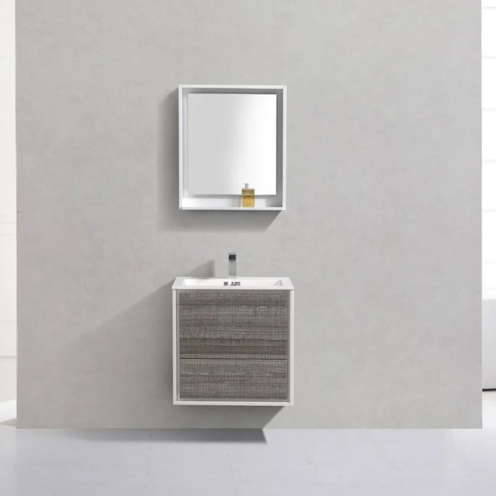 DeLusso 24"  Ash Gray Wall Mount Modern Bathroom Vanity