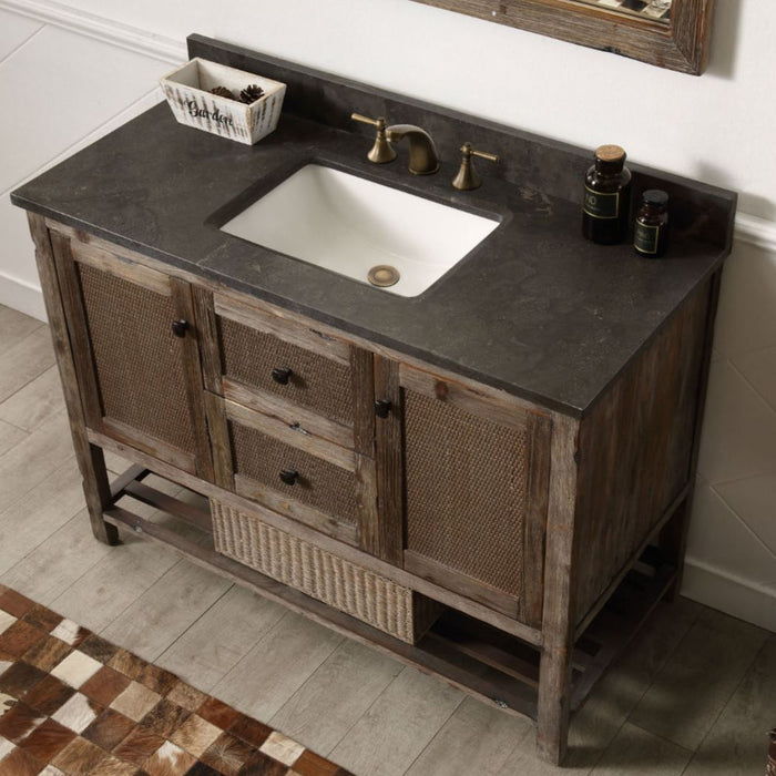 Rochadh 48" Solid Wood 2-Door Bathroom Vanity with Moon Stone Countertop & Ceramic Sink