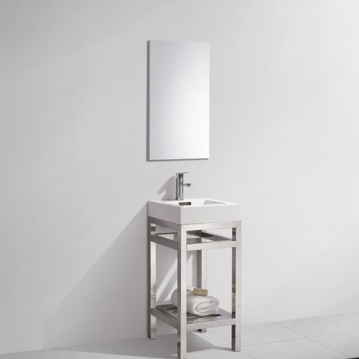 Gisah 16" Chrome Stainless Steel Console Vanity – Modern Bathroom Sink with Acrylic Composite Top