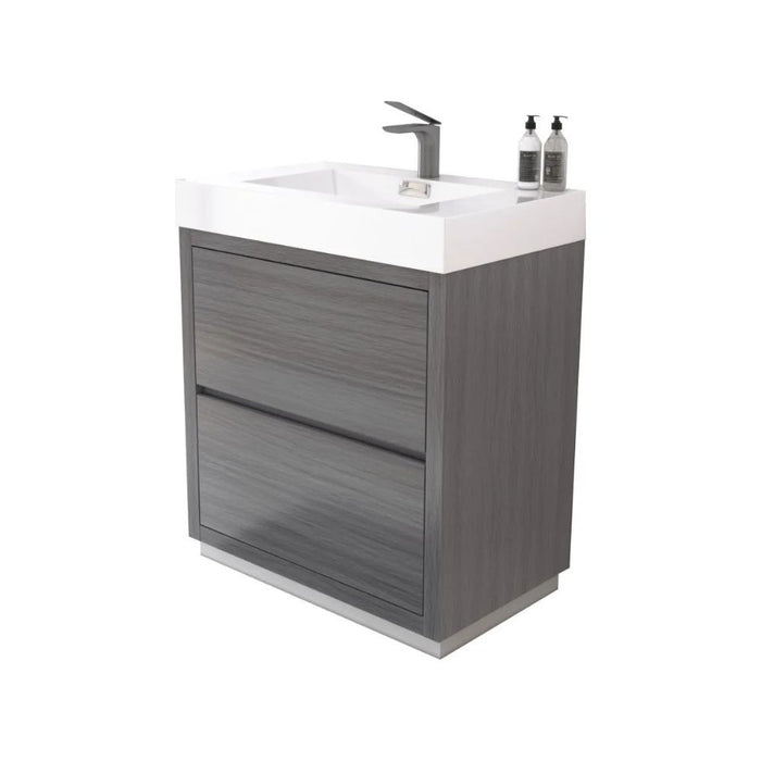 Vulcan 30" Vulcan Ash Grey Wood Bathroom Vanity – Free Standing Modern Style