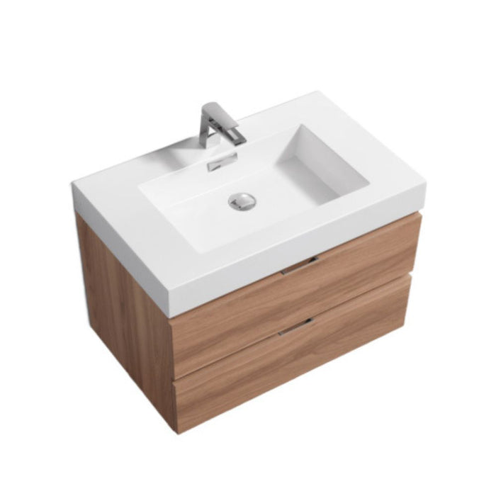 Bliss 24" Honey Oak  Wall Mount Modern Bathroom Vanity