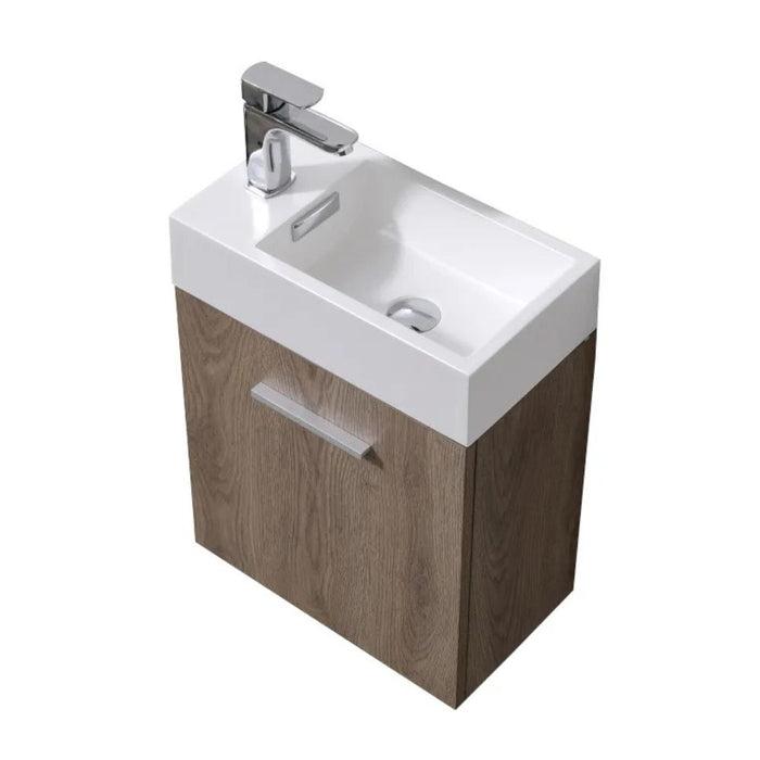 Bliss 18" Butternut Wall Mount Modern Bathroom Vanity
