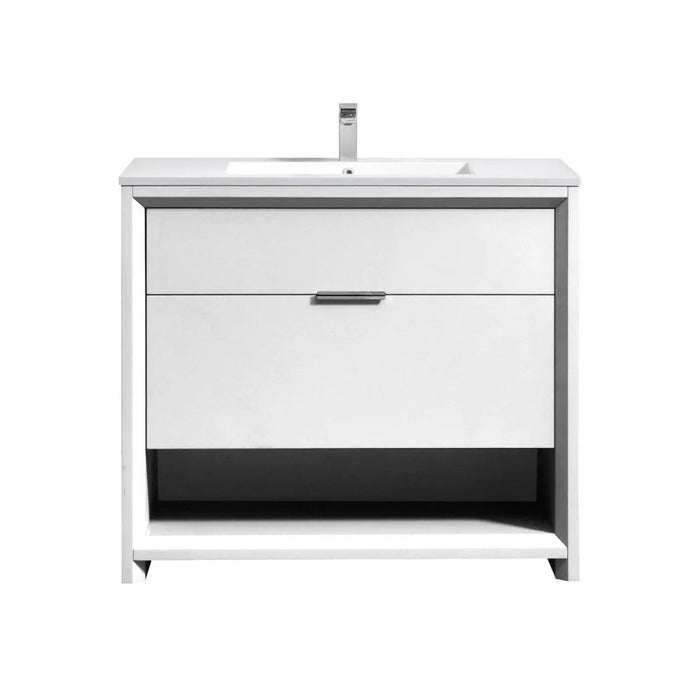 Rayna 36" Gloss White Bathroom Vanity Cabinet – Modern MDF Construction with Drawers